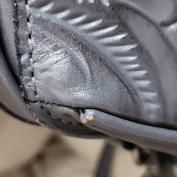 Patricia Nash Gray Floral Embossed Leather Crossbody - Picture 3 of 12